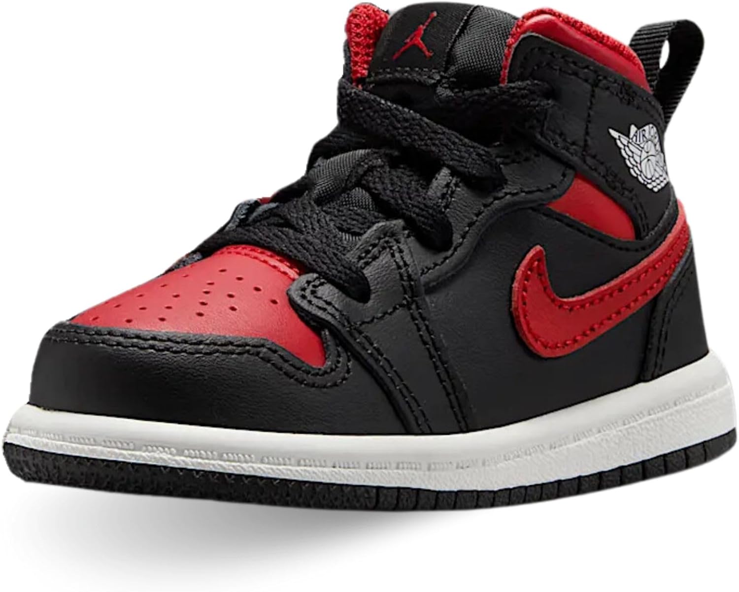 Jordan 1 Mid Baby/Toddler Shoes (DQ8425-067, Black/Summit White/Varsity Red) Size 8