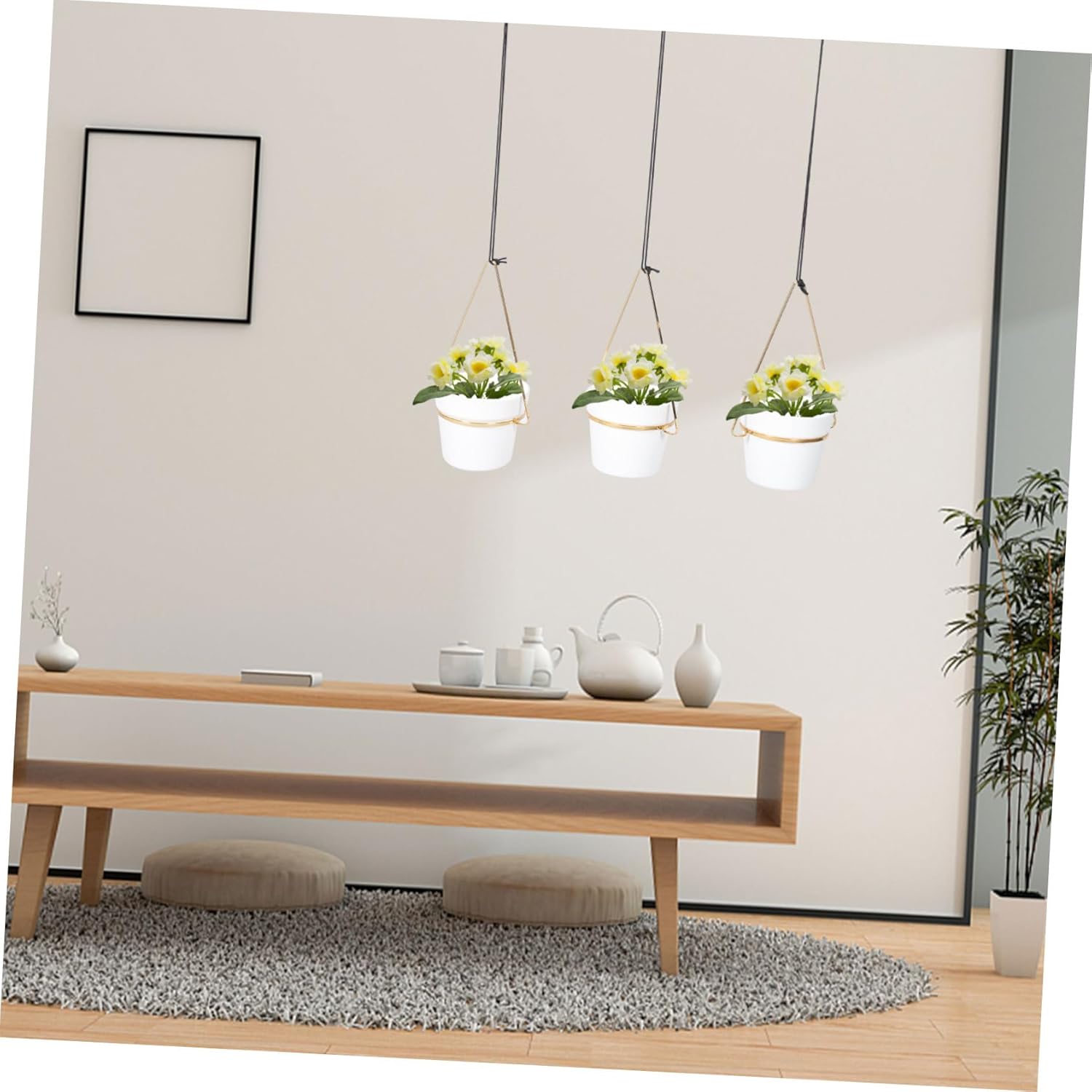 Indoor Hanging Plant Holder Ceiling Flowerpot Planter Rack Removable Art Planter Hanger for Home Decor Modern Minimalist Style for Room Balcony Cafe and Office