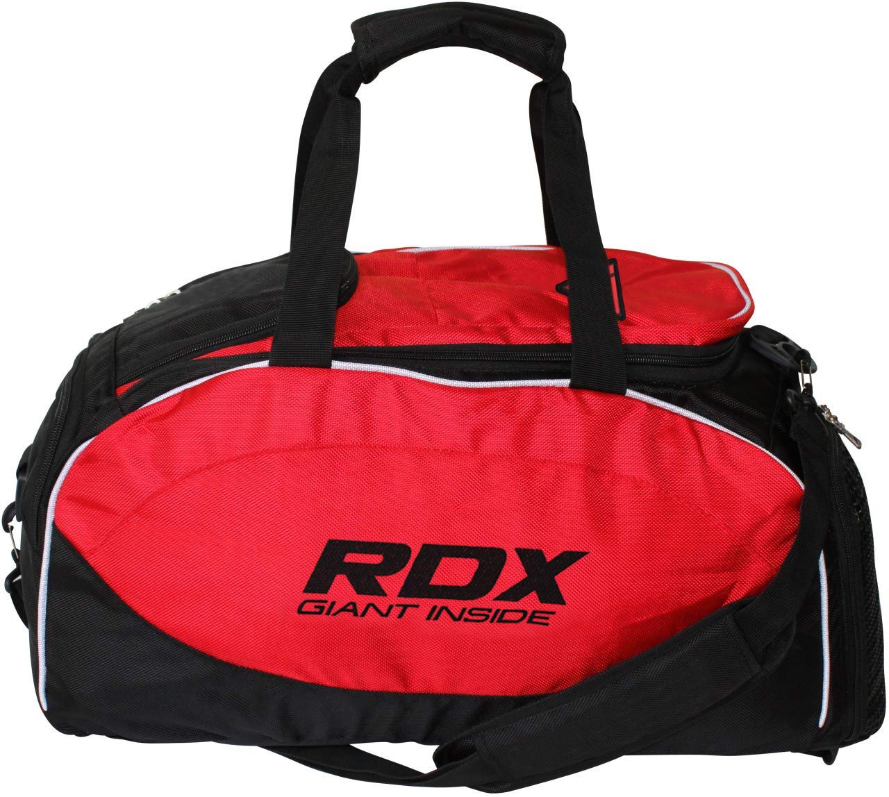 RDX Sporttasche mit Fach für Schuhe Gym Backpack Boxen Gymnastik Ausrüstung Rucksack Umhängetasche Trekking Outdoor Damen und Herren Handtasche für Reise, rot / schwarz