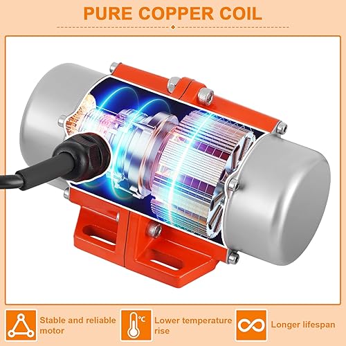 Miniatura 5 de JIAWANSHUN Pantalla vibradora de hormigón de 100 W, motor vibratorio impermeable de 3600 RPM, 110 V CA, controlador de velocidad, enchufe