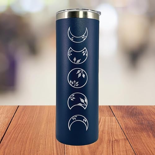 AVITO Regalo lunar personalizado, grabado con láser, aislado al vacío, vaso de 20 onzas con tapa y pajita, vaso de fase lunar, taza de fases de la