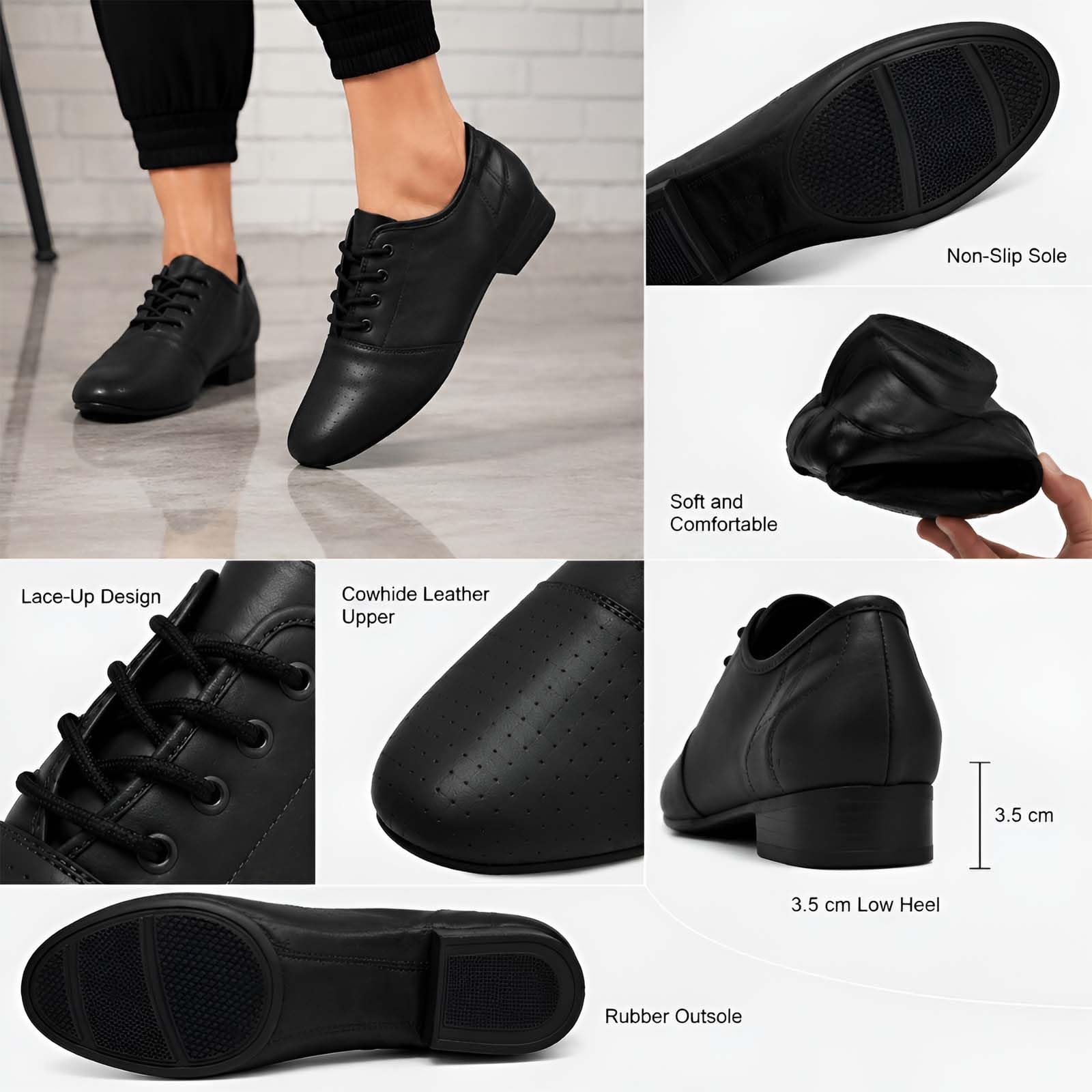 Zapatos de Jazz Adulto, Perfil Bajo para Gimnasia Yoga Estudio Clase | Acabado Liso con Ojales Firmes y Empeine Redondeado para Jazz Ballet Gimnasia y Yoga en Estudio