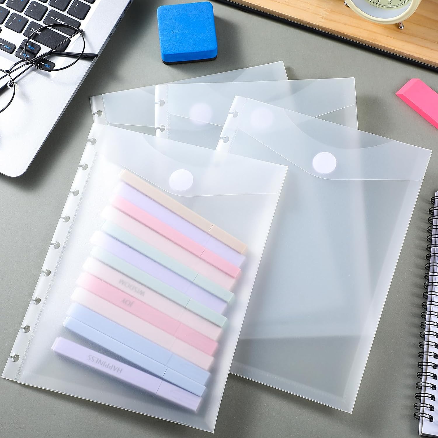 Engrowtic 8 Pcs 7 x 9.25 Inches 9 Disc Medium Size discbound Pocket dividers Envelope Binder Planner Accessories Pocket Dividers Inserts Discbound Notebook Supplies for Office School Work Organizer image 5