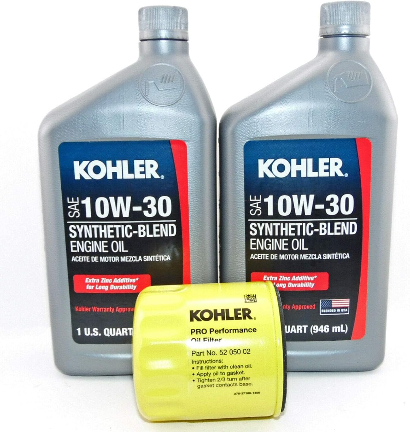 2 Qts Synethetic Blend 10W30 (FKA) Kohler Engine Oil & 52 050 02-S Oil Filter