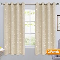 Vista 358 de BGment Room Darkening Curtains 95 Inches Long, Grommet Thermal Insulated Blackout Curtains with Wave Line and Dots Printed for Bedroom, 2 Panels