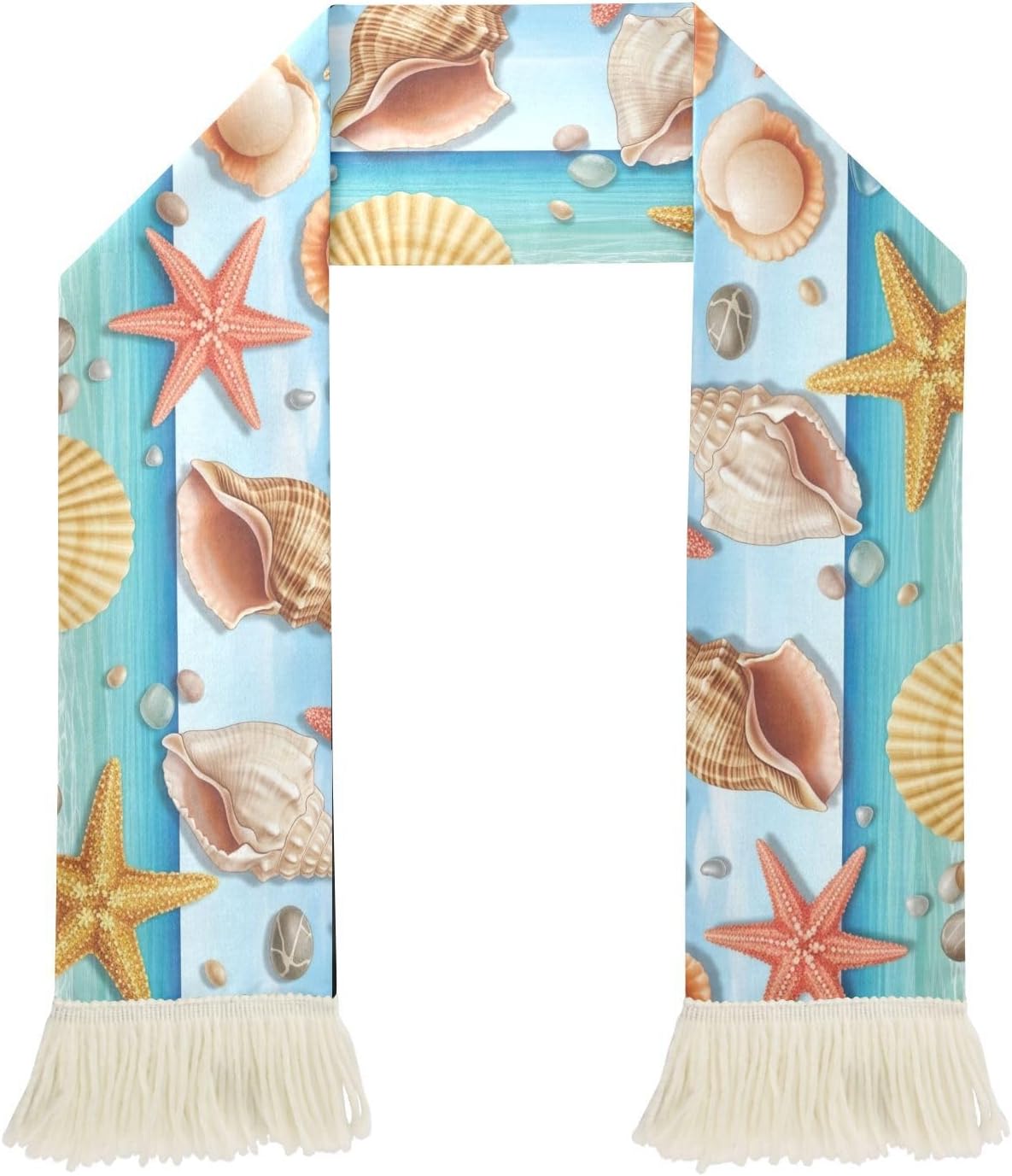 CHIFIGNO Beach Ocean Sports Fan Scarf for Games, Quick Dry Polyester Fabric for Wiping Sweat with Team Spirit Fringe