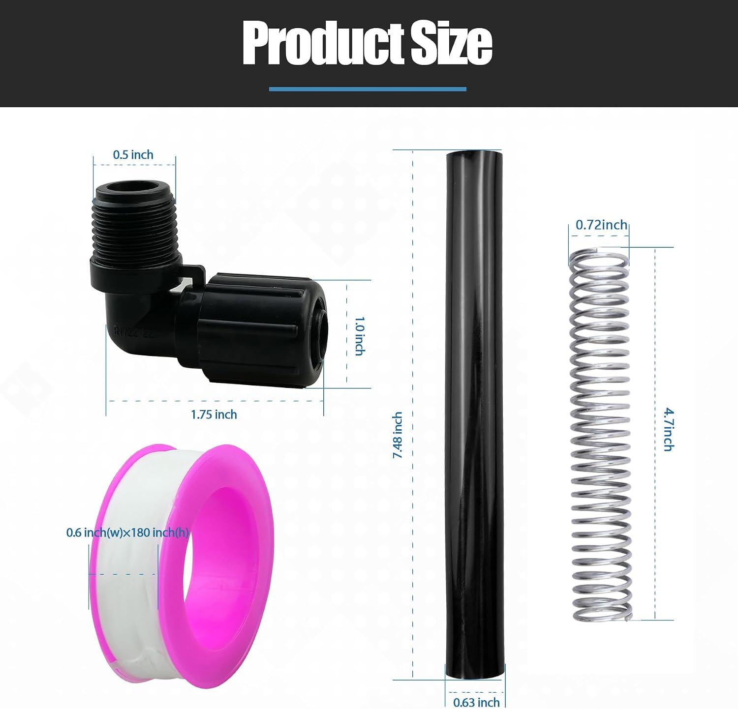 Chlorinator Parts Compatible with Pentair Rainbow Auto Feeder/Chlorinator 320 and 322 Replaces R172272 (1/2-inch NPT 90-Degree Tube Connector) R172091 (5/8" OD Tube) R171097 (Tube Support)