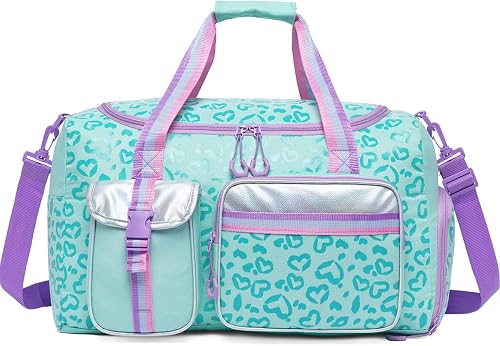 Kids Duffle Bag Girls Travel Bag Gifts Overnight Bag Girls Women Tote Bag, Love Green