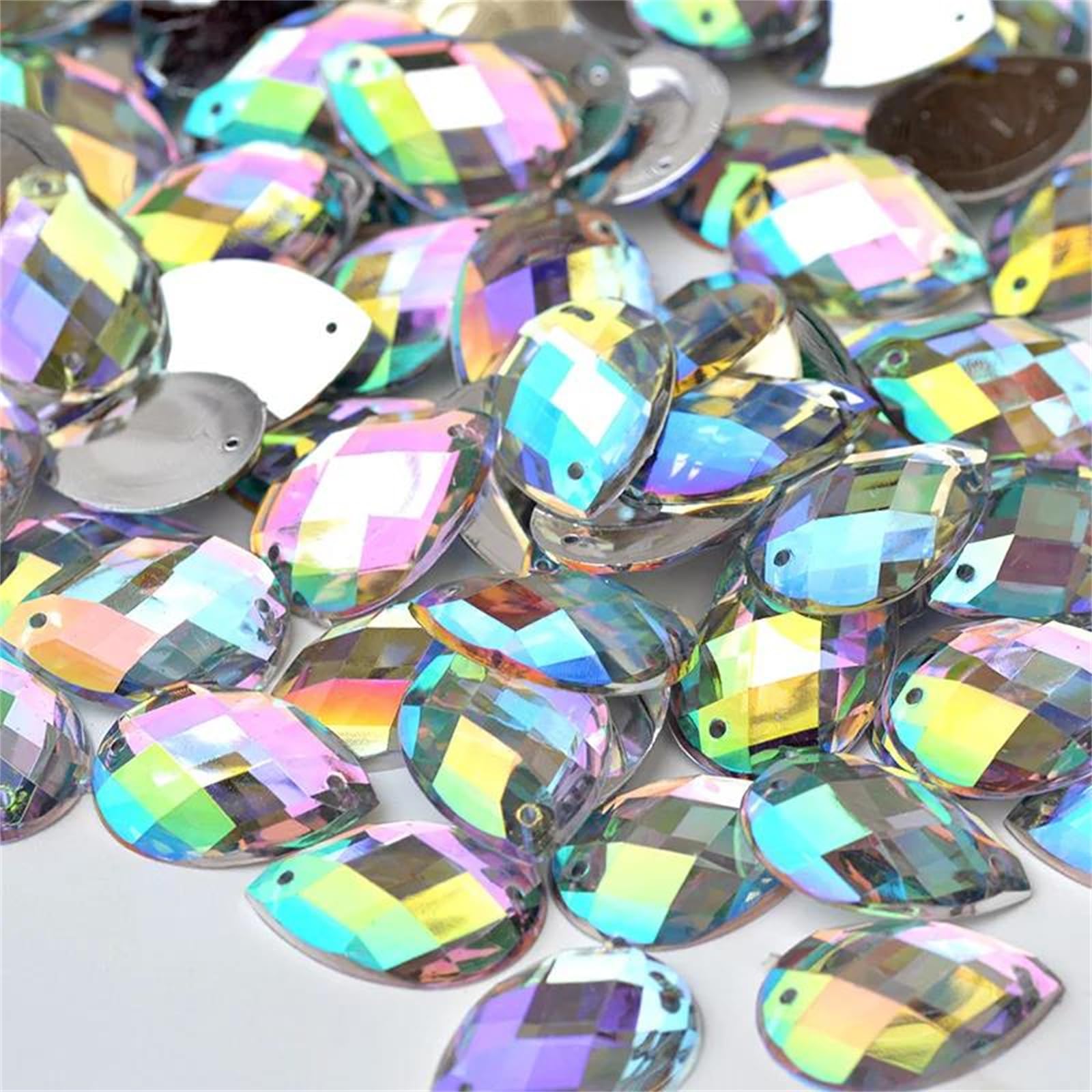 Vogrtcc 200 szt. 13 x 18 mm Ab łezka płaskie plecy akrylowe przyszyte stras szycie kryształowe kamienie diamenty na ubrania sukienka rzemiosło