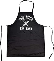 Crazy Dog T-Shirts 'This Bitch Can Bake' Funny Baking Apron - Adjustable Straps, Pocket, Durable Poly/Cotton Blend