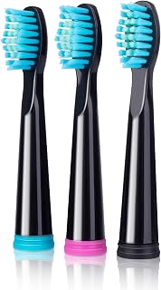 Initio IT959 Replacement Toothbrush Heads Compatible with Dnsly, Professional Electric Toothbrush Heads for SEAGO 958 507 M10 M8, CleanCare Toothbrush Heads Compatible with Oraimo 2303, 3 Pack, Black