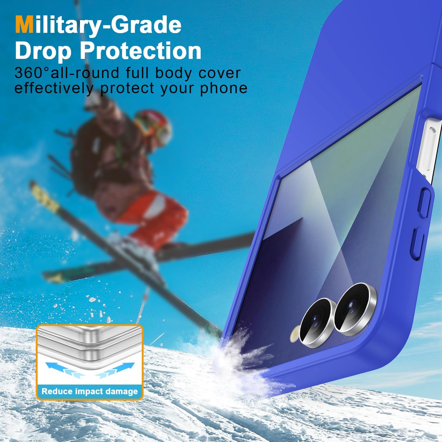 for Galaxy Z Flip 7 5G Case,Lightweight,Slim Fit Drop Protection Rugged Shockproof Cover for Samsung Galaxy Z Flip 7 5G,Slim Thin Hard PC Shockproof Protective Phone Dark Blue 4-Z Flip7-05