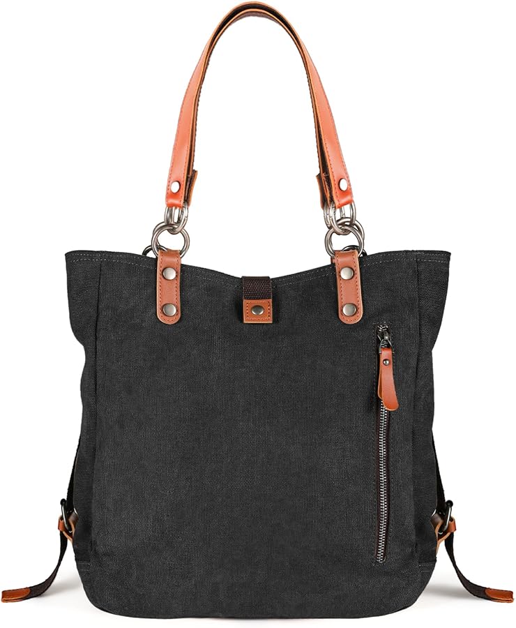 9557 Canvas Backpack Purse Large Size Tote Top Handle Bag Fashion Handbag Bullet Large Canvas Tote Bag | PCNA main image 4