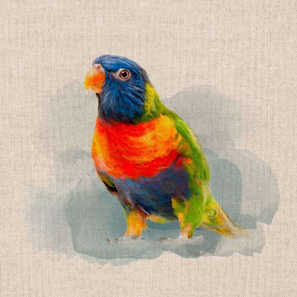 Fabric Panels Animal Quilting for Cushion Bag Panels Fabric Linen Look (Rainbow Parrot)