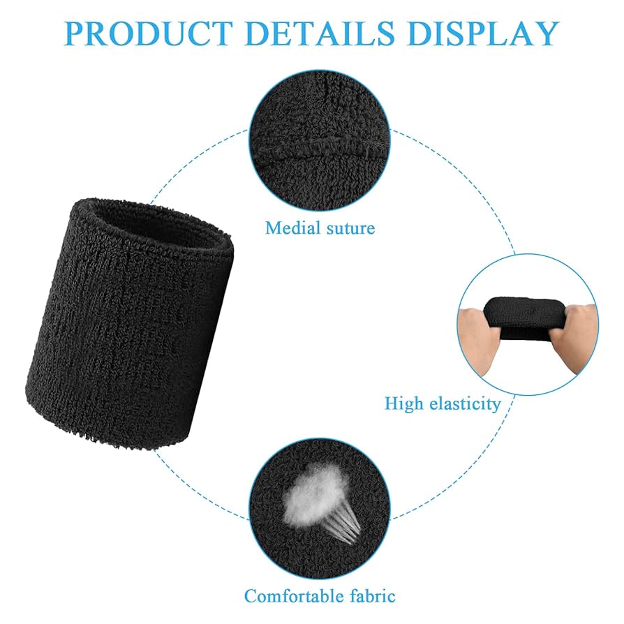 Polsini Sportivi Cotone 6 Pezzi - Braccialetti Assorbisudore Per Bambini | Per Basket, Tennis, Corsa - Foto 13