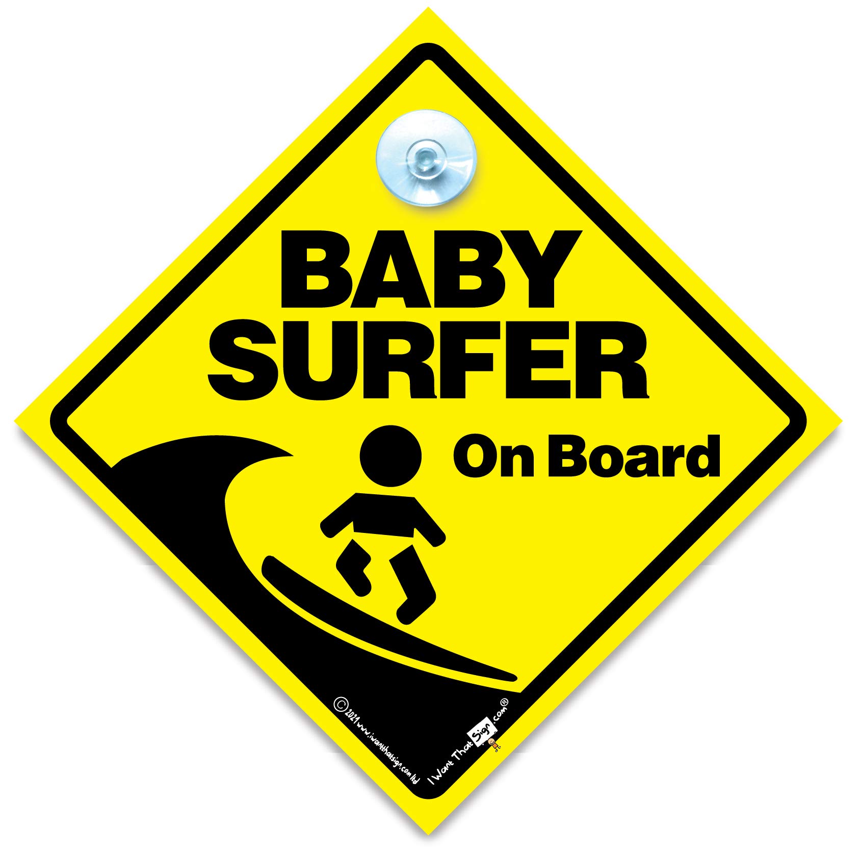 Baby Surfer On Board Sign,Baby on Board Sign For Surfers, 14cm x 14cm
