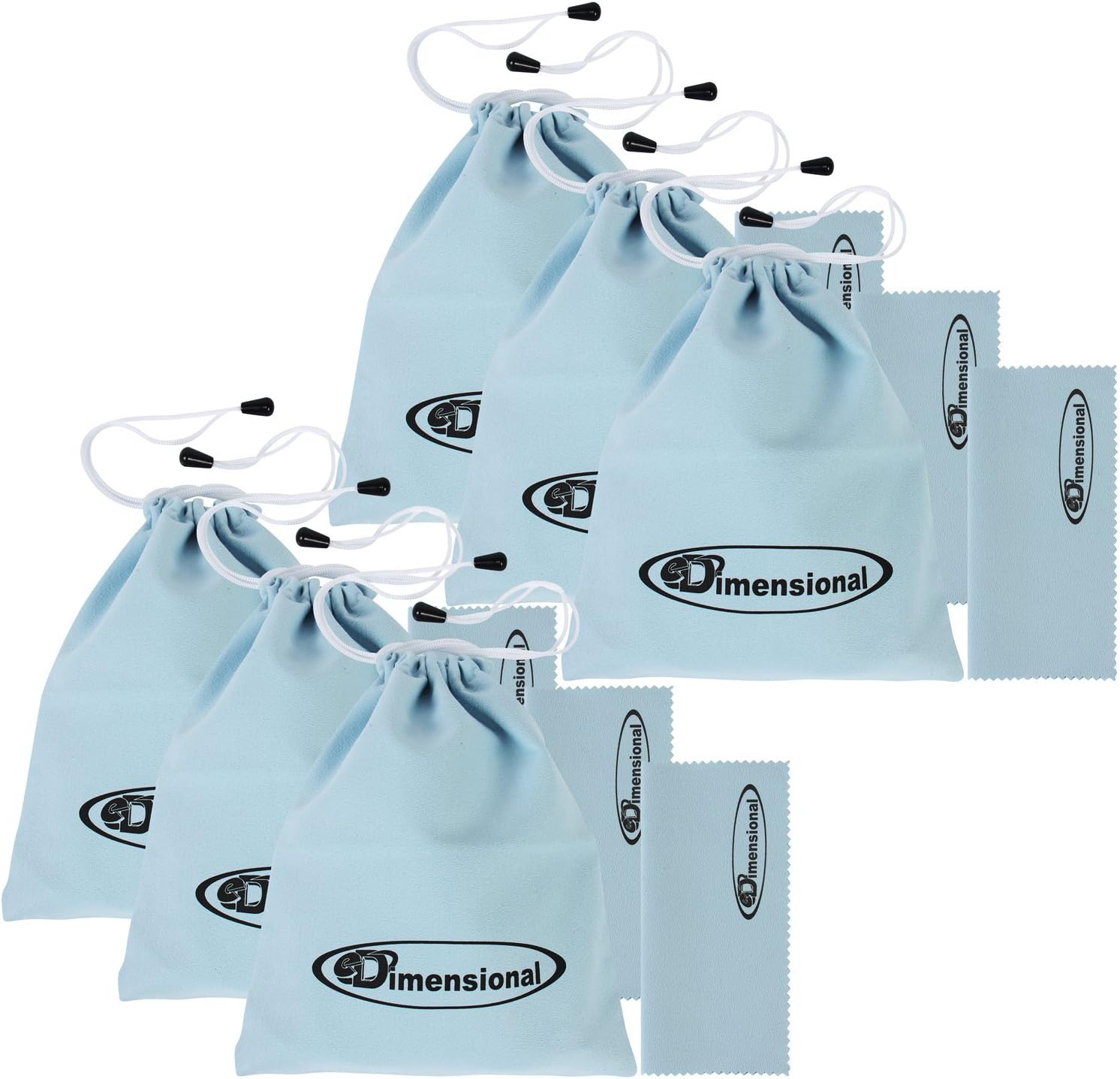 eDimensional 3D Glasses Storage Bag Sky Blue 6 Pack Case Compatible with Samsung 3D Glasses and All Other Active 3-D Glasses with Non Foldable Arms by with Microfiber Cleaning Cloth!