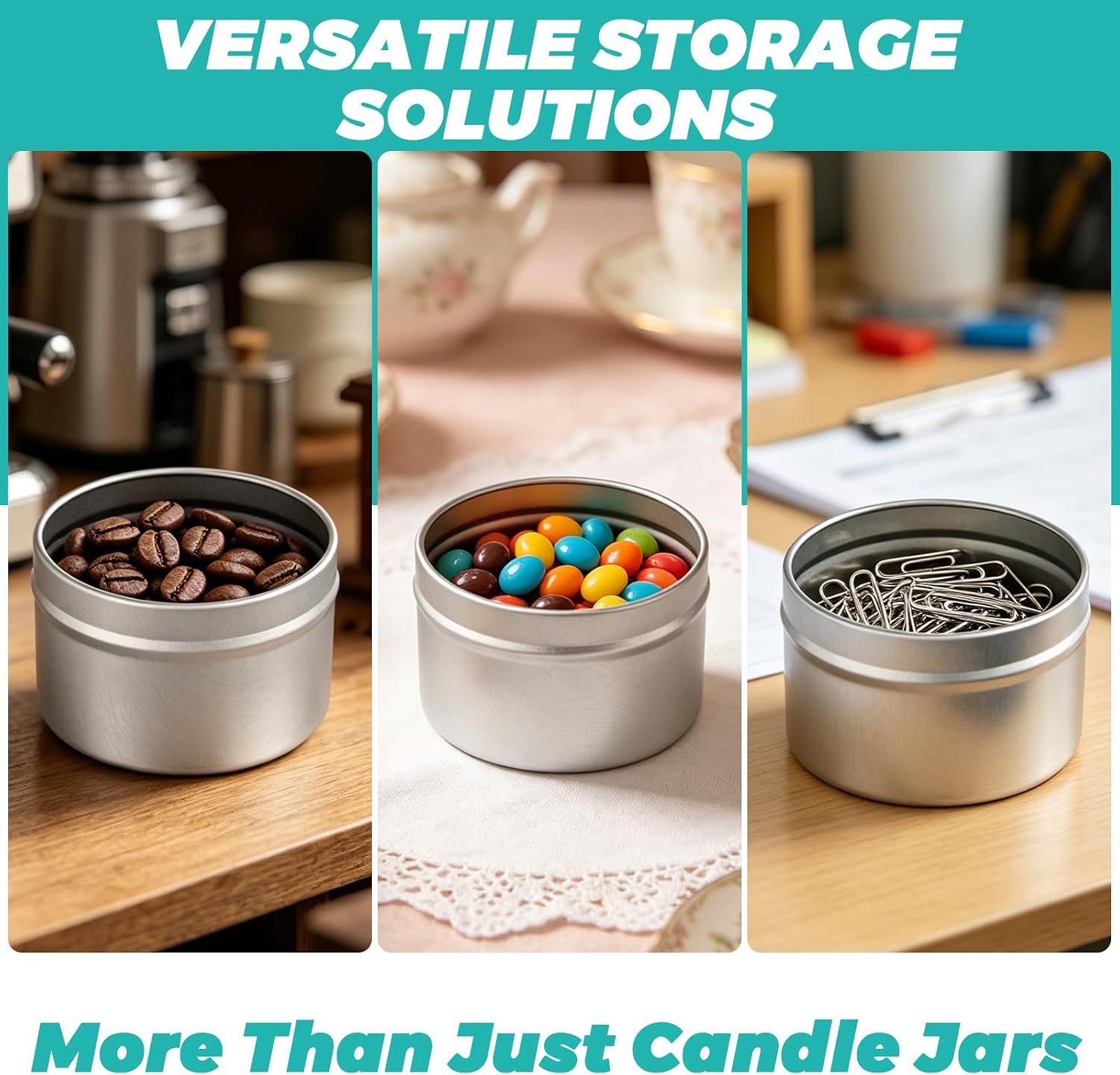 Acrux7 48 Pcs Candle Tins 4 Oz Silver Containers | Tinplate containers with snug lids for DIY candles, salves, spices, gifts, and small business prep