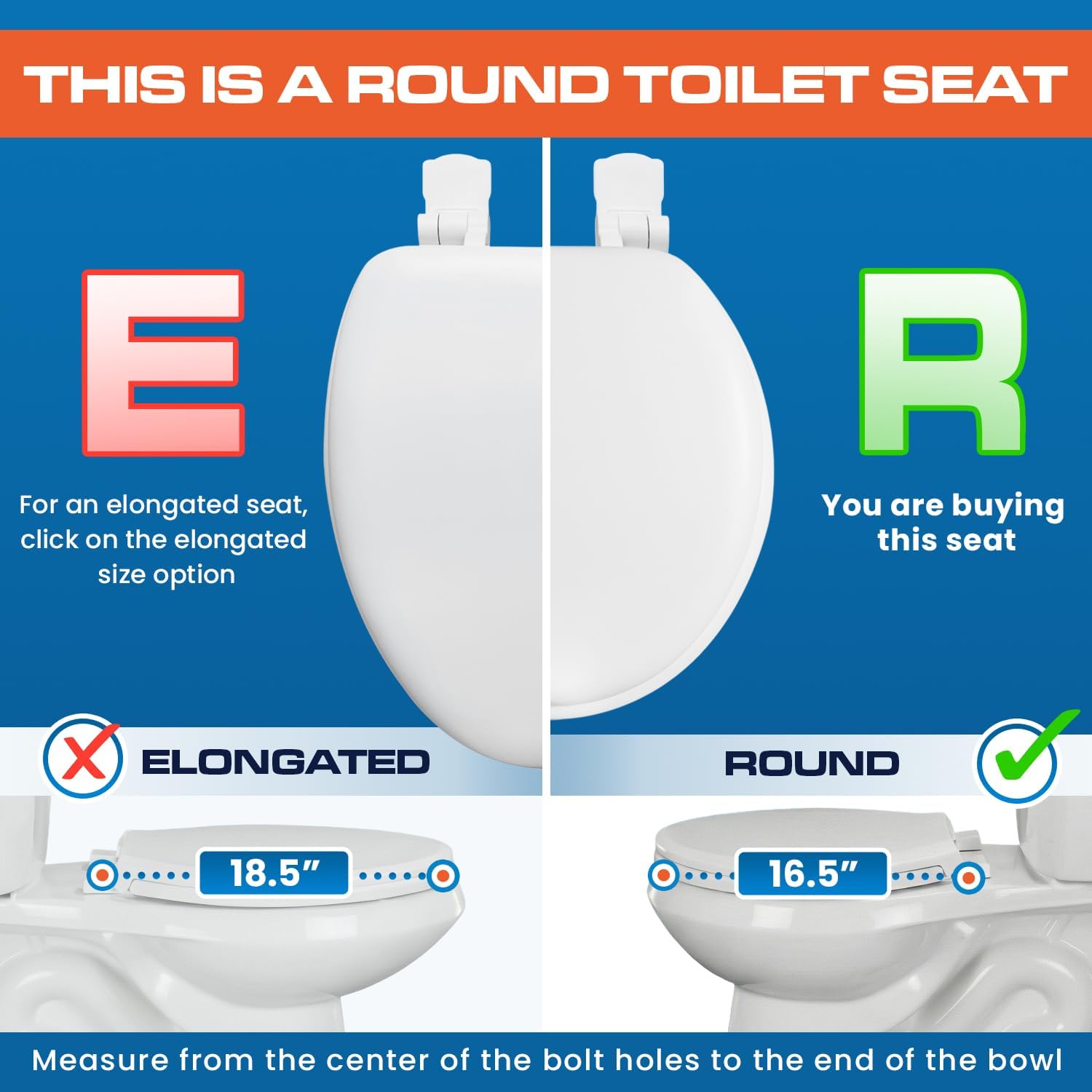 Plexon Soft Cushioned Toilet Seat, Round White, Slow-Close Lid and Seat, Quick-Release Hinges, Easy To Clean and Change, No Tools Required, Stain-Resistant, Durable Vinyl with Wood Core