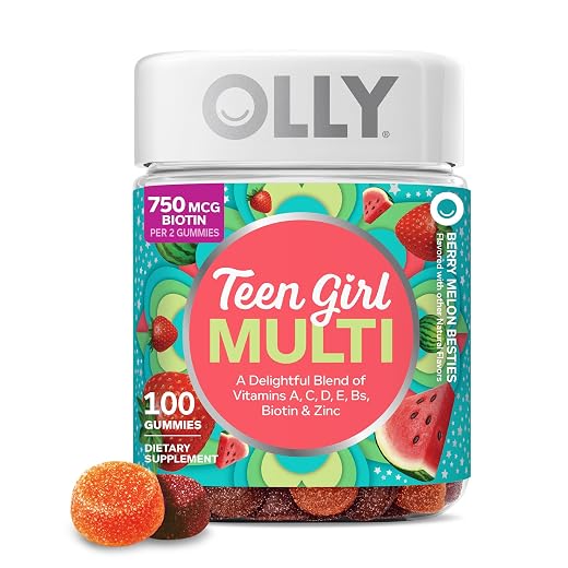 OLLY Teen Girl Multi Gummy, Healthy Skin and Immune Support*- 100 Count