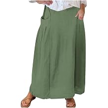 Akklian Women's A Line Maxi Skirt Boho Floral Print Elastic Waist Pleated Skirt Summer Boho Fashion Long Skirts with Pockets