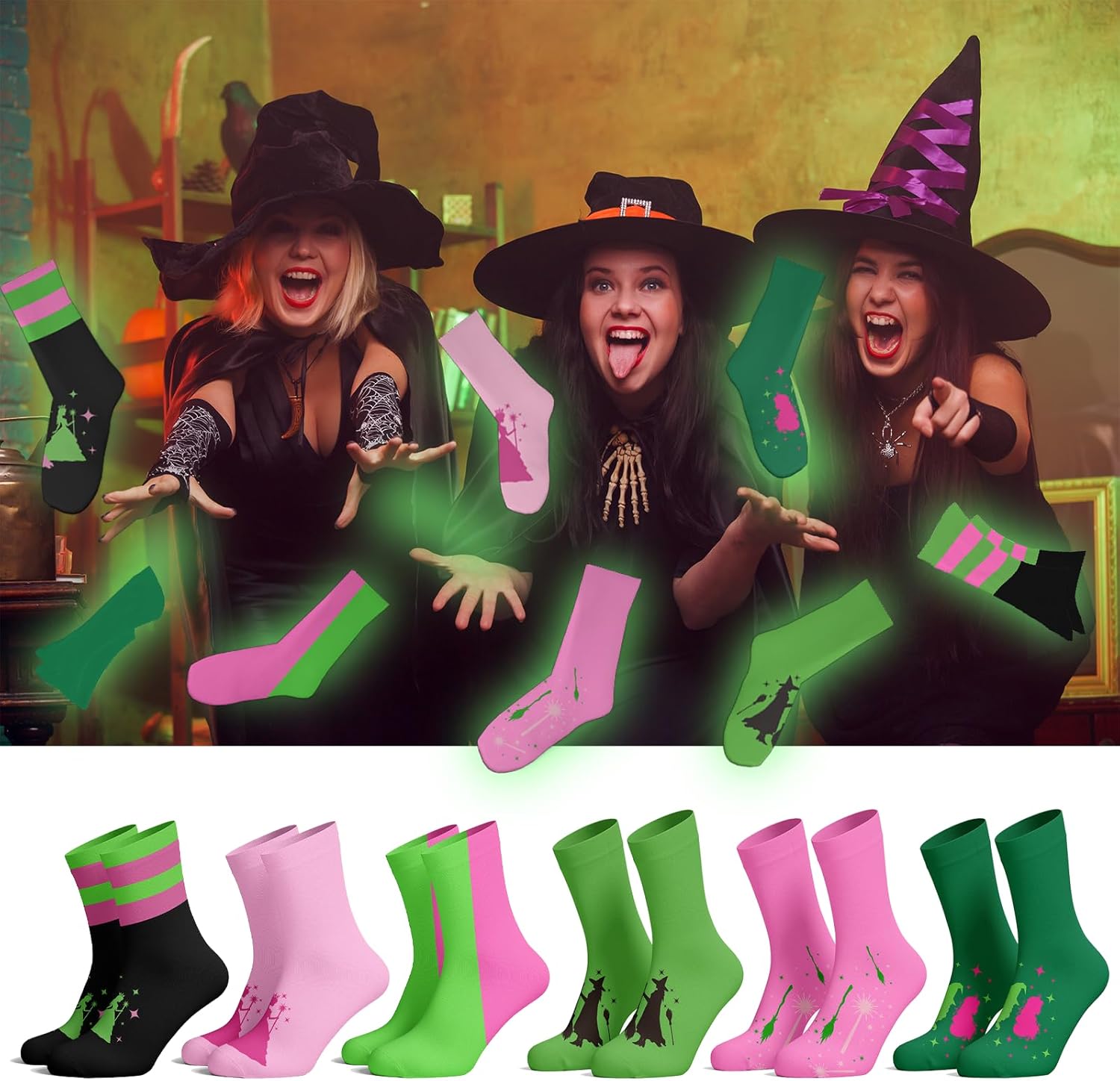 6/12Pairs Witch Socks Bulk Valentine's Day Gifts Witch Party Favors Novelty Socks for Women Valentine's Day Stuff - Image 6