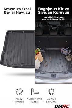 OMAC Opel Corsa E 2015-2019 Arası Uyumlu Araca Özel Bagaj Havuzu Kauçuk TPE Siyah 1 Parça Alt Kademe için