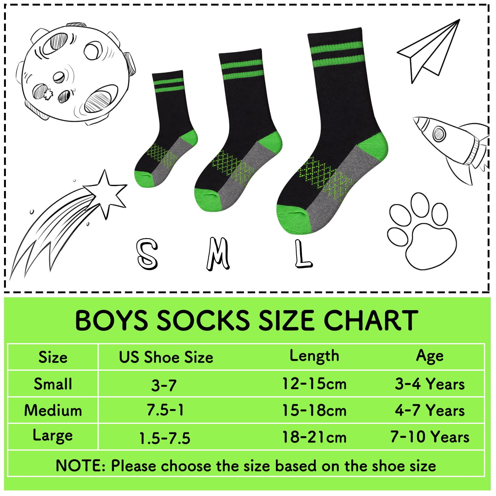 Comfoex Calcetines deportivos de algodón medio acolchados para niños pequeños, 6 pares