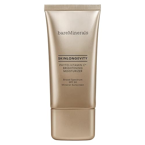 bareMinerals Skinlongevity Phyto-Vitamin C - Hidratante iluminador mineral SPF 30, hidratante facial diario iluminador + crema para el cuello