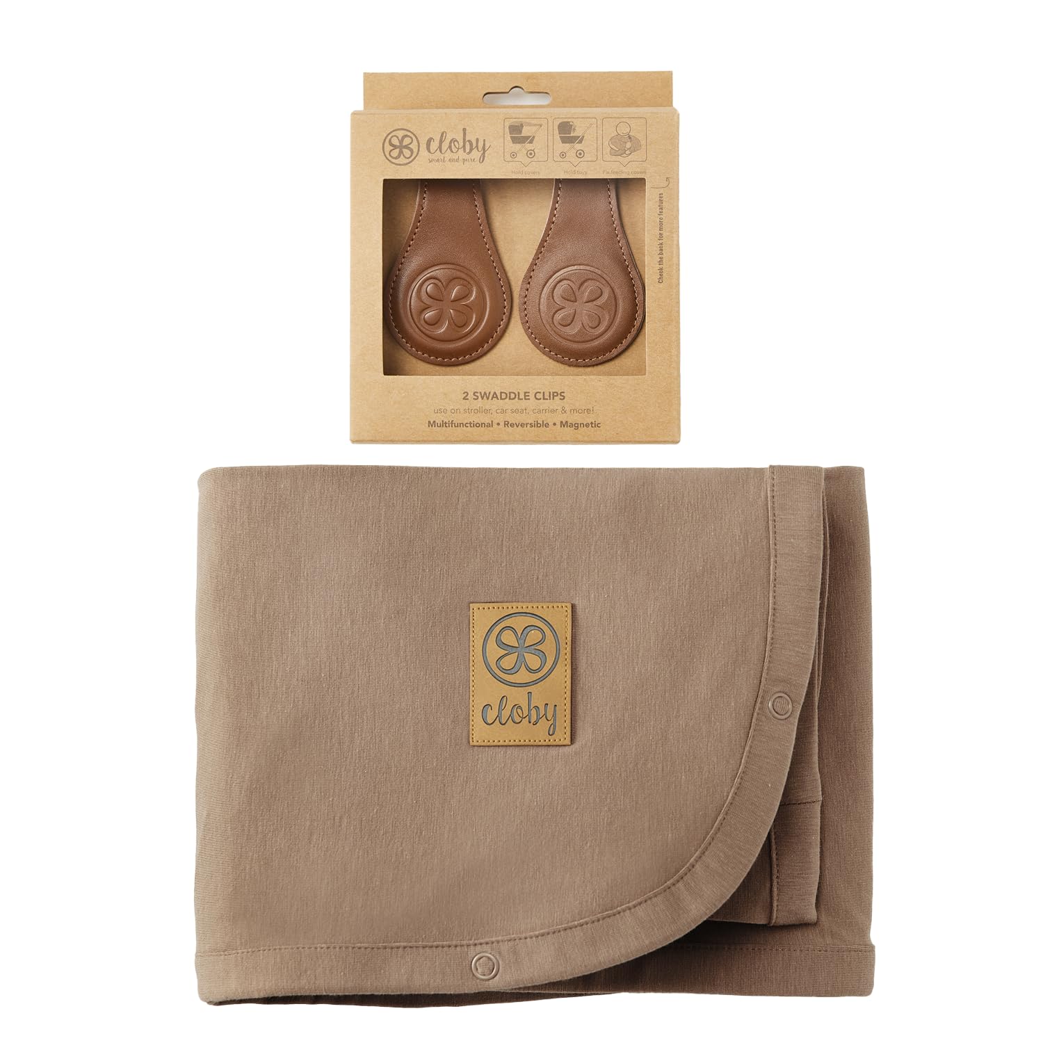 Cloby CBY-SET-PB-BR Set UV-Schutz-Decke Peanut Brown und magnetische Clips braun