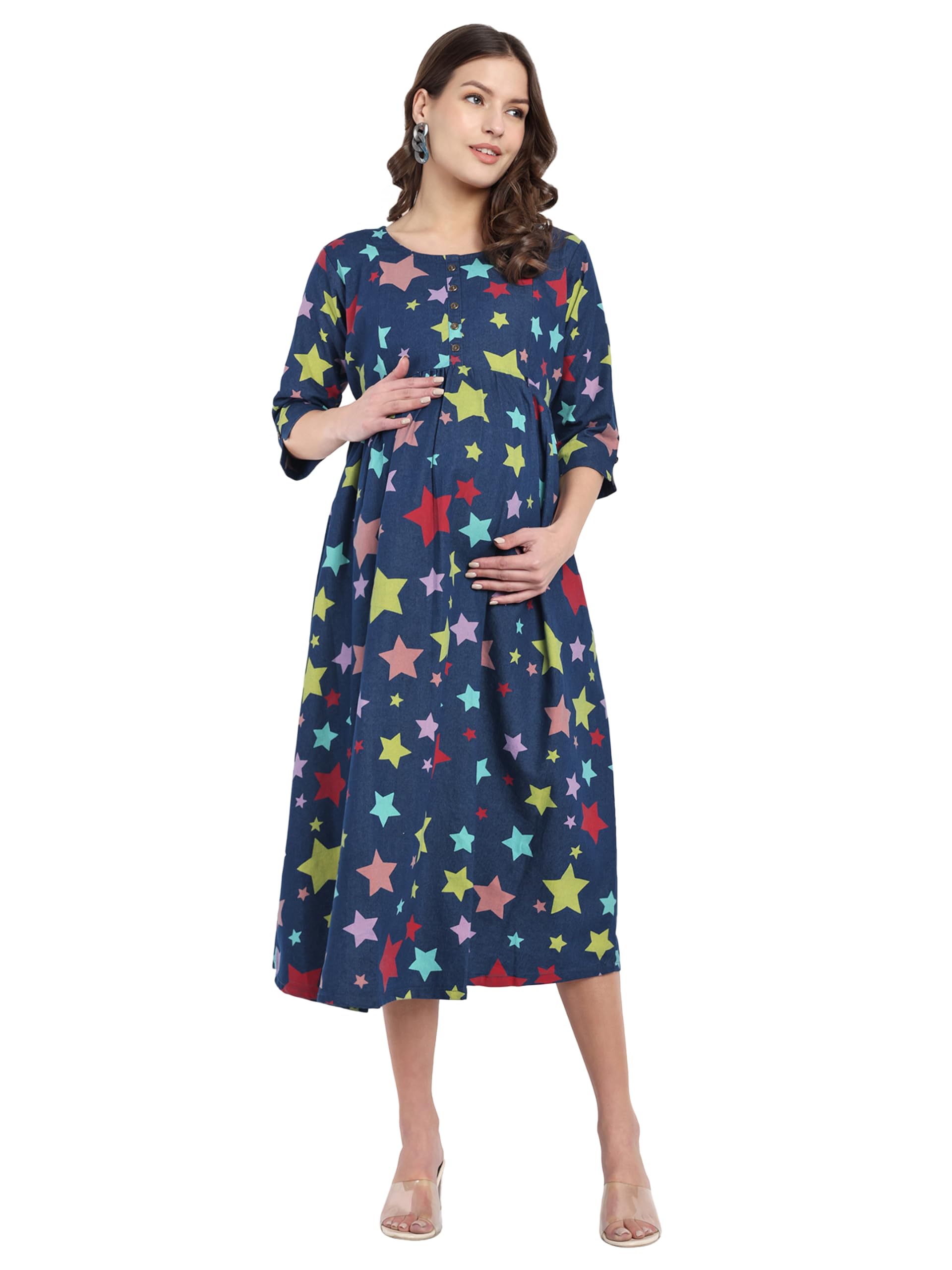 mamma's maternity Women's Knee Length Maternity | Feeding | Nursing Dress | Nursing | Casual Dress | Pre and Post Pregnancy-picture-37