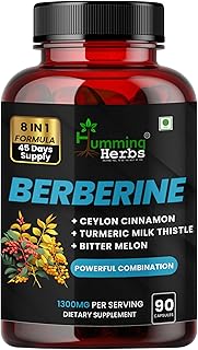 Berberine Supplement | 8in1 | 90 Caps | with Ceylon Cinnamon Milk Thistle Bitter Melon & Probiotics - For Optimal Health