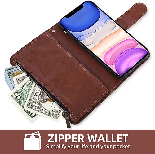 Miniatura 6 de Asuwish Funda de teléfono para iPhone 11 6.1 con protector de pantalla de vidrio templado y soporte de tarjeta de crédito con tapa de flores de