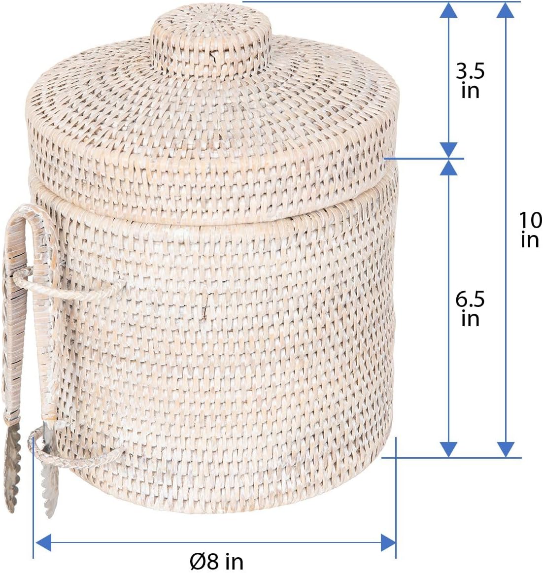 KOUBOO La Jolla Ice Bucket with Tongs White Wash