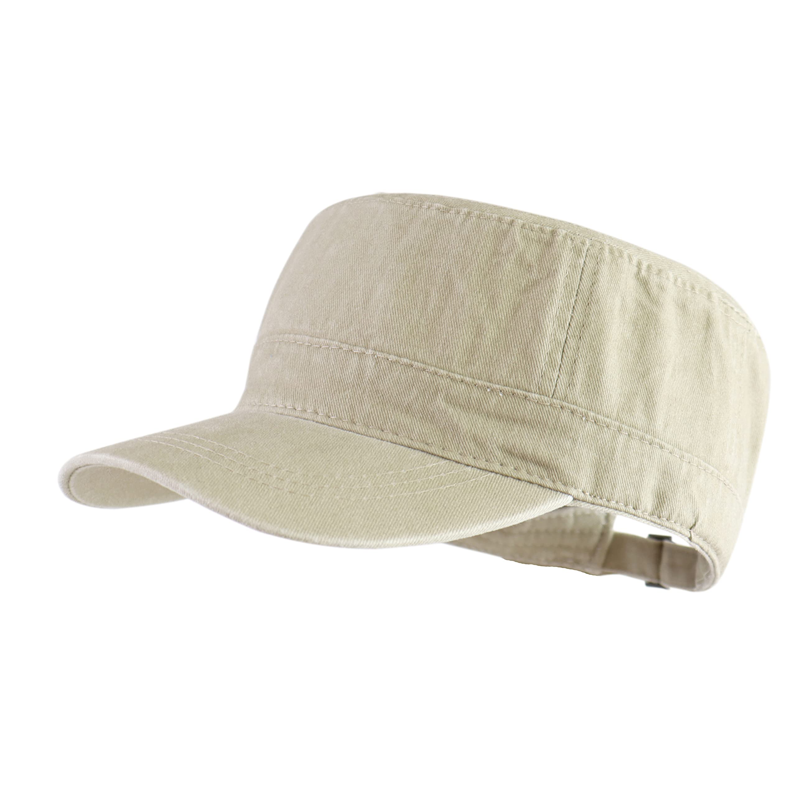LANGZHENUnisex Adjustable Cotton Army Cap Classic Cadet Hat Military Flat Top Baseball Cap for Outdoor Sports and Activities