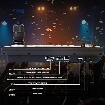 Tenveo NDI PTZ Camera Controller, 5 LCD Screen Preview, 4D Joystick, PoE IP PTZ Controller Keyboard, NDI License Included for Church Live Streaming Broadcasts Events Video Production (KB200MAX)