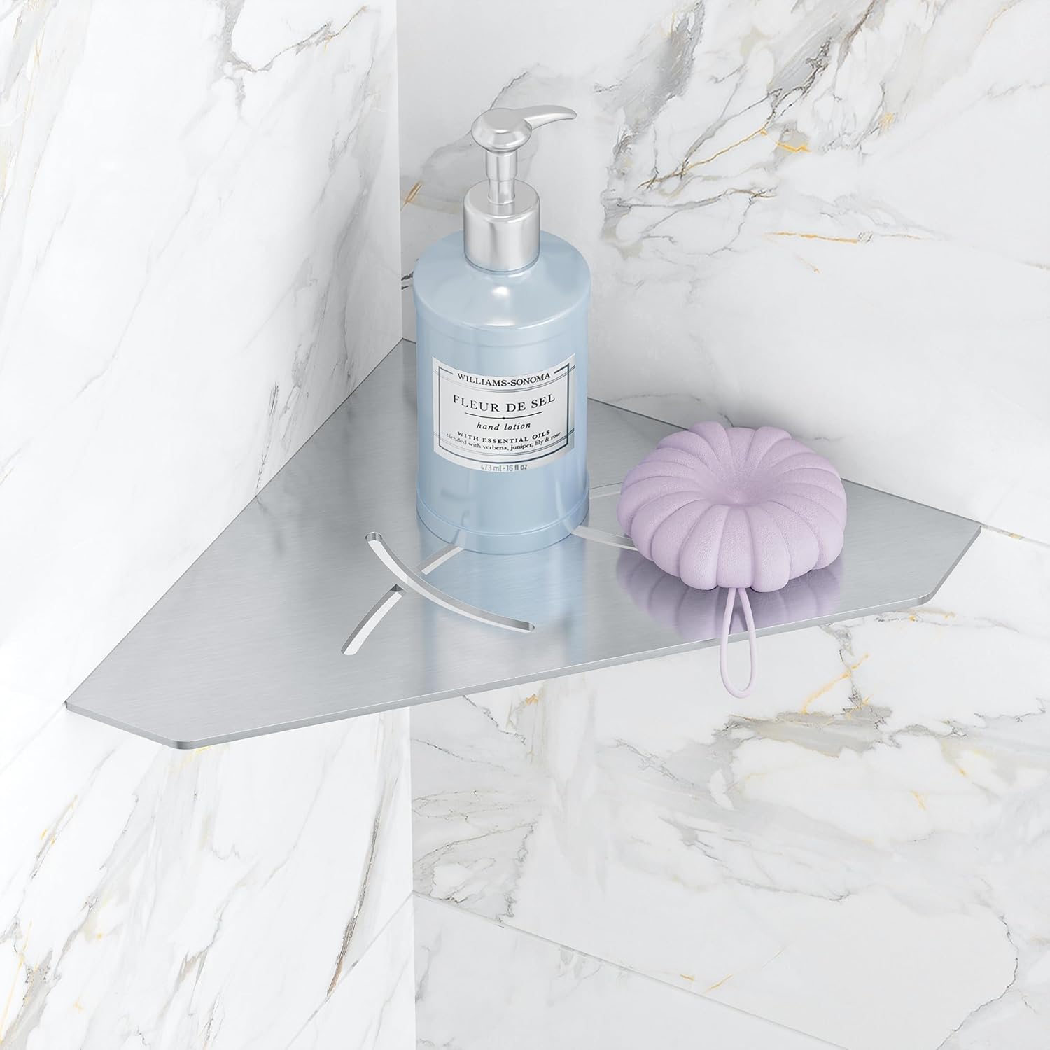 Shower Corner Shelf 304 Stainless Steel 10" Corner Shelf Bathroom Shampoo Holder for Shower Floating Corner Shelf for Wall, No Drilling, Matte Black