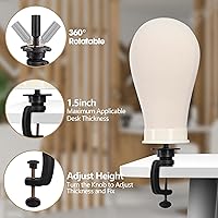 Vista 5 de Klvied - Cabeza de maniquí de 22 pulgadas de corcho y lona para pelucas, soporte para cabeza de maniquí para exhibición y kit de fabricación