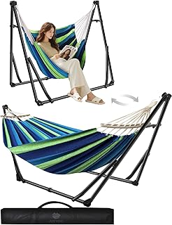 Anyoo 2 in 1 Hammock and Swinging Chair with Collapsible Steel Stand & C...