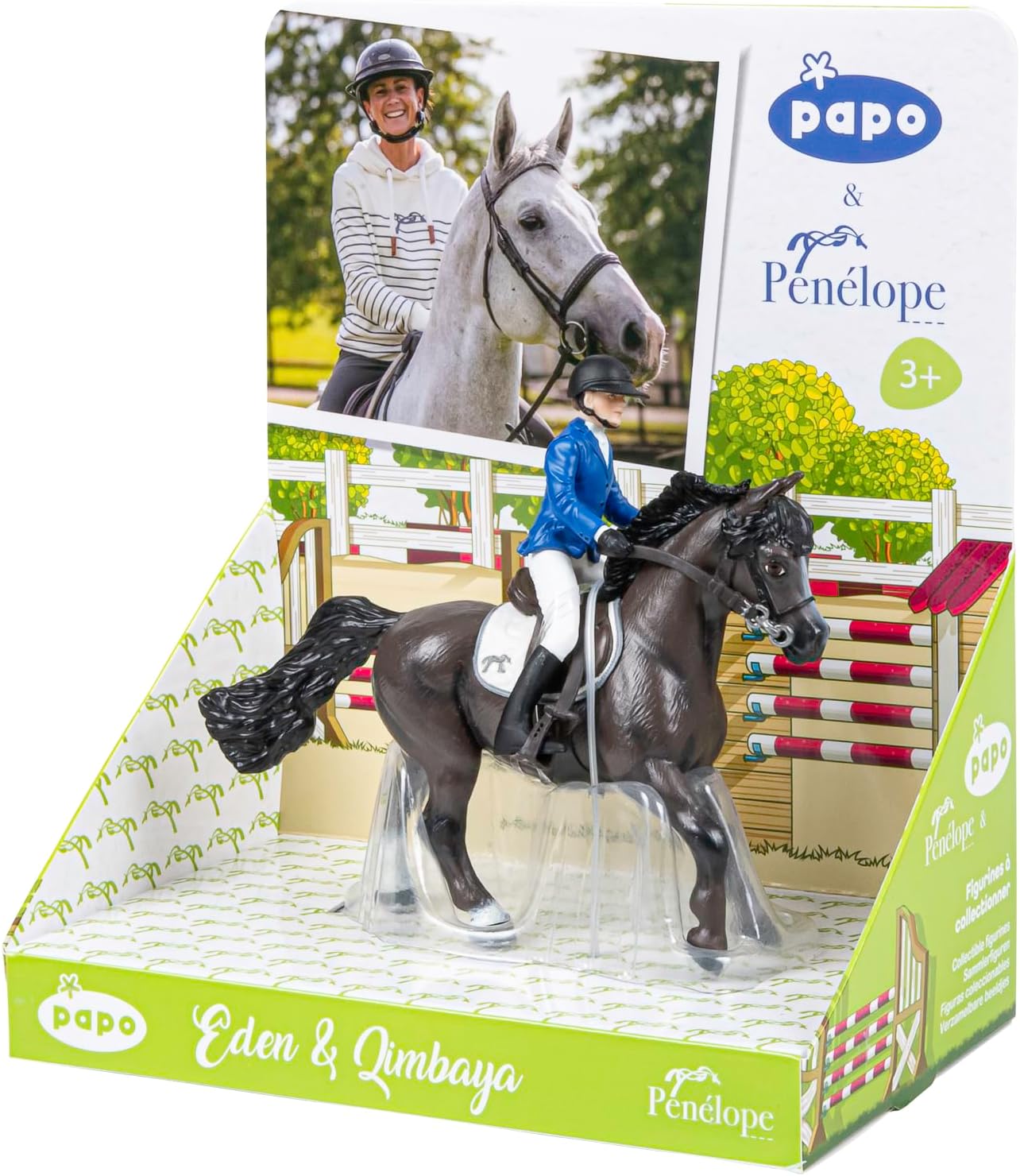 PAPO - Horse and His Rider Figurine - Eden and Qimbaya - Equestrian World - Collectible - for Kids - boys and girls - from 3 years old