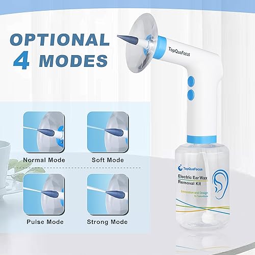 Miniatura 4 de TopQuaFocus Kit eléctrico de eliminación de cera de oídos, herramienta de riego para limpieza de oídos, botella eficaz para adultos y niños, 12