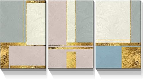 Denozer - 3 paneles de lienzo para pared con cuadros abstractos para decoración del hogar, estirados y enmarcados, listos para colgar, 24 x 32 x 3