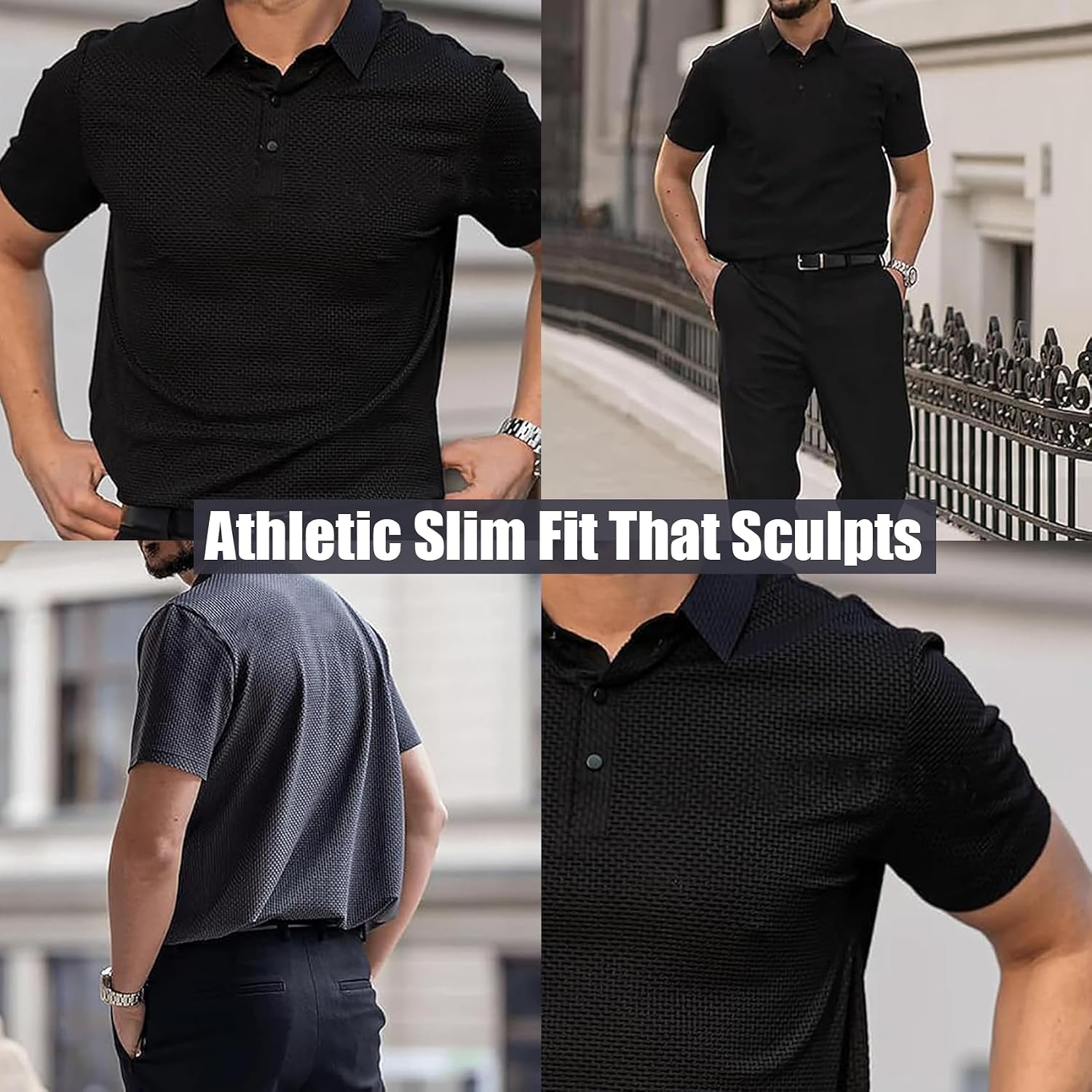 Polo Shirts for Men, Mens Polo Shirts Short Sleeve, Machine Washable Fabric Stretchy, Outdoor Activitie & Formal Occasions