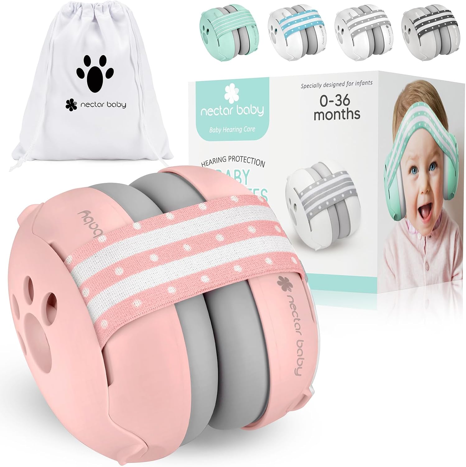 Baby Ear Muffs Noise Protection - 25dB - 0-36 Months Infant & Toddler - CE & ANSI Certified - Airplane, Fireworks & Sleep