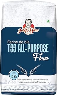 T55 All-Purpose Baking Flour, 4 LBS (1.8kg) - Unbleached & High Protein Flour, Type 0 Italian Flours, Bread Flours.