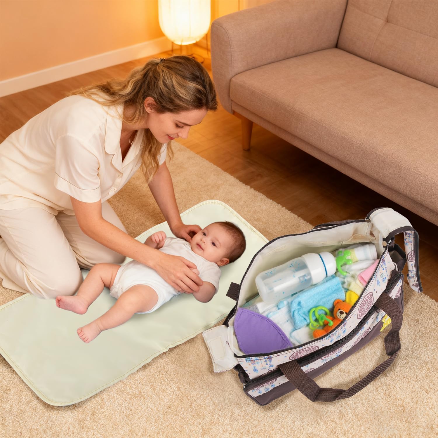 Baby Diaper Bag Set, Large Baby Doll Diaper Backpack with Changing Pad & Pacifier Case, Travel Girl/Boy Tote Bags