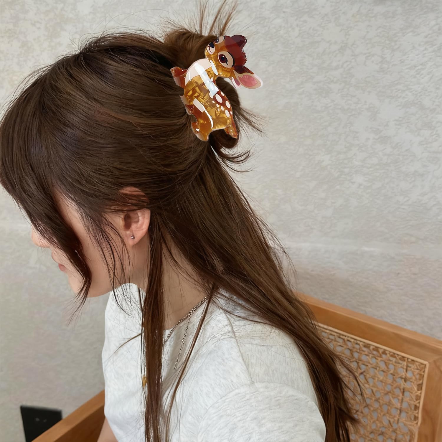 Deer Hair Clips for Women Christmas Reindeer Hair Claw Clips Cute Strong Hold Brown Fawn Hair Jaw Clip Non-slip Animal Hair Barrettes Christmas Holiday Hair Accessories for Thick Thin Hair Decoration image 5