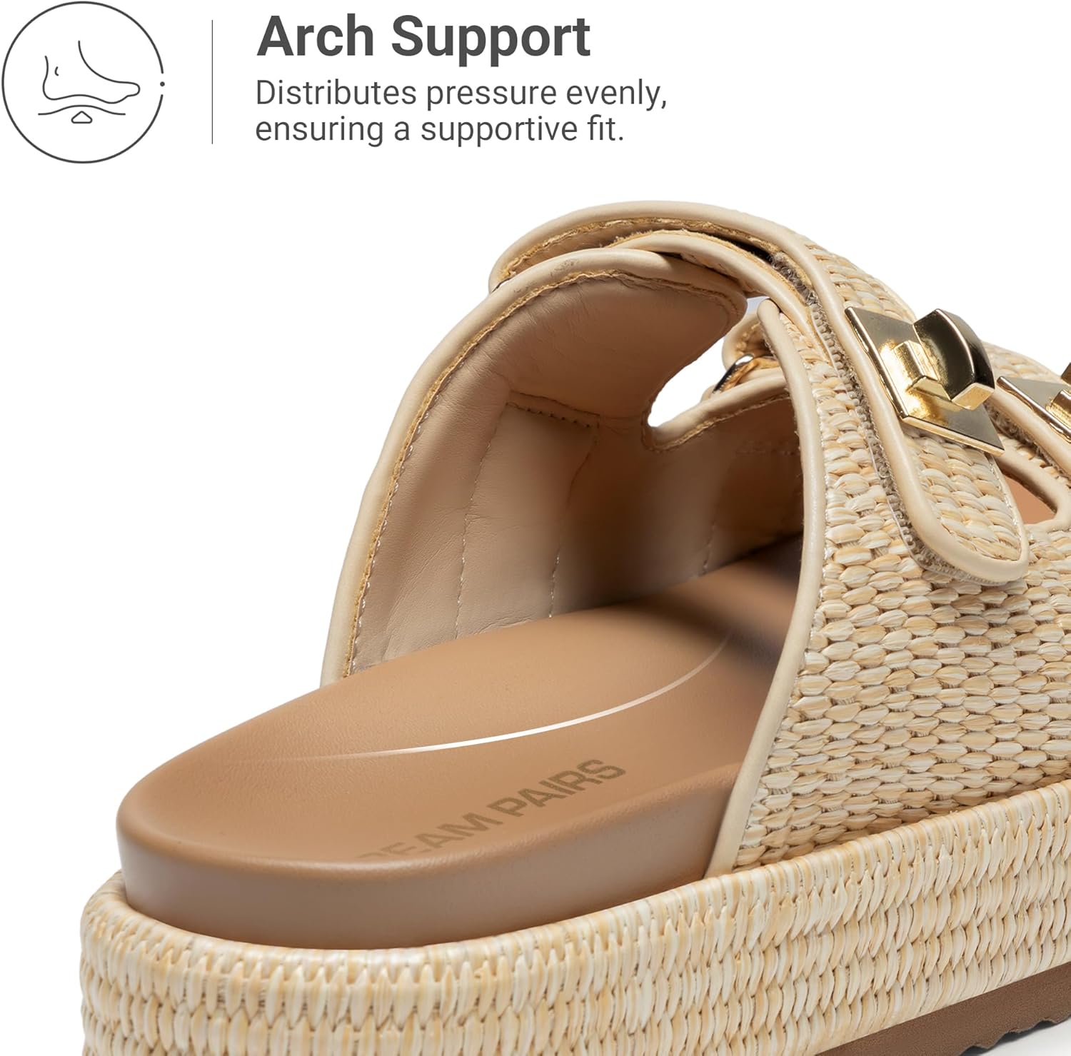 DREAM PAIRS Platform Sandals Women Raffia Espadrilles Summer Comfortable Wedge Sandals Beach Vacation Adjustable Buckle Cute Slide Sandals - Image 6