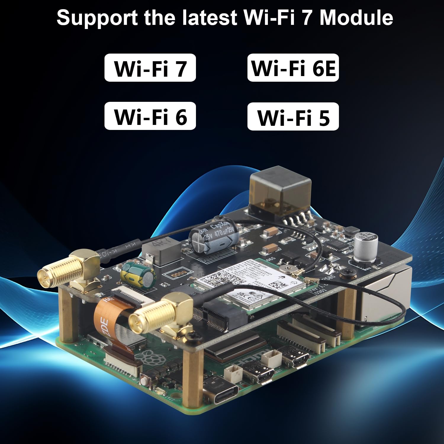 ZDE ZP585 PoE+ Hat PCIe to M.2 E Key WiFi7 6 6E 5 Hat for Raspberry Pi 5 | Power Over Ethernet Adapter Expansion Board, Support Google TPU WiFi 7 BE200 WIFI6E AX210 MT7922 WIFI6 AX200