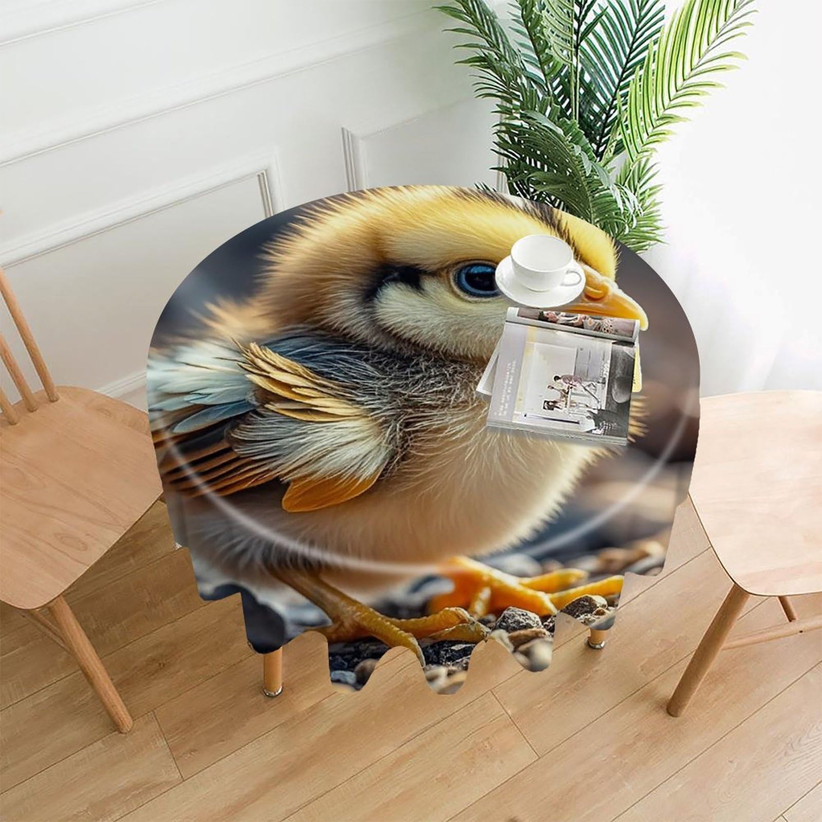 FekiLoot Chicken Chick Tablecloth Decorative Round Table Cloth Wrinkle Resistant Washable Circle Table Cover Round Tablecloth for Picnic Party Camping Dining 60 Inch